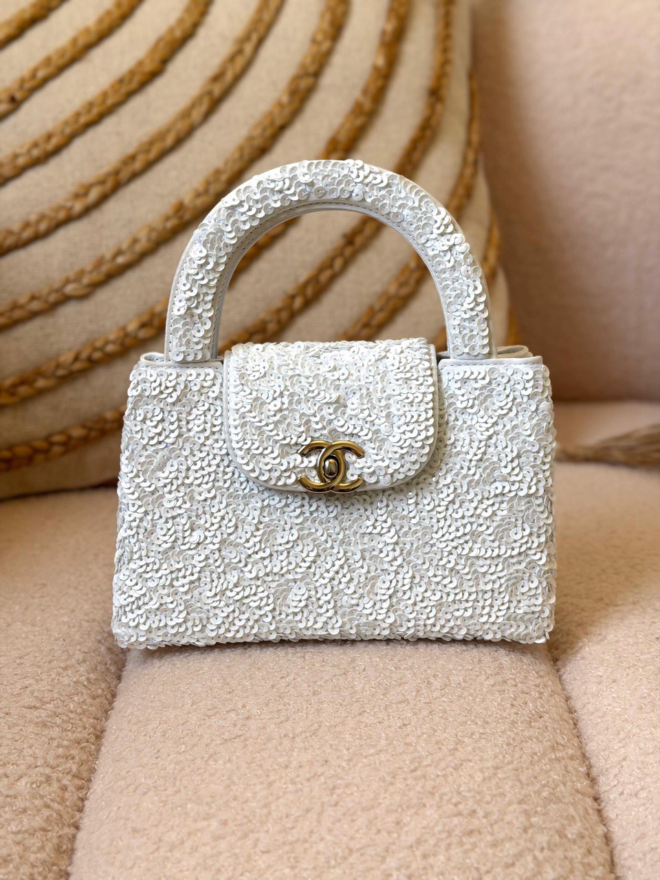 Chanel Mini Top Handle Sequin Flap Bag