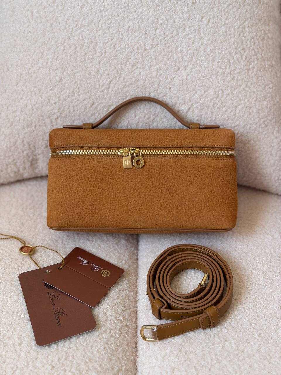 Loro Piana Extra Pocket L19 Suede Calfskin Pouch Bag