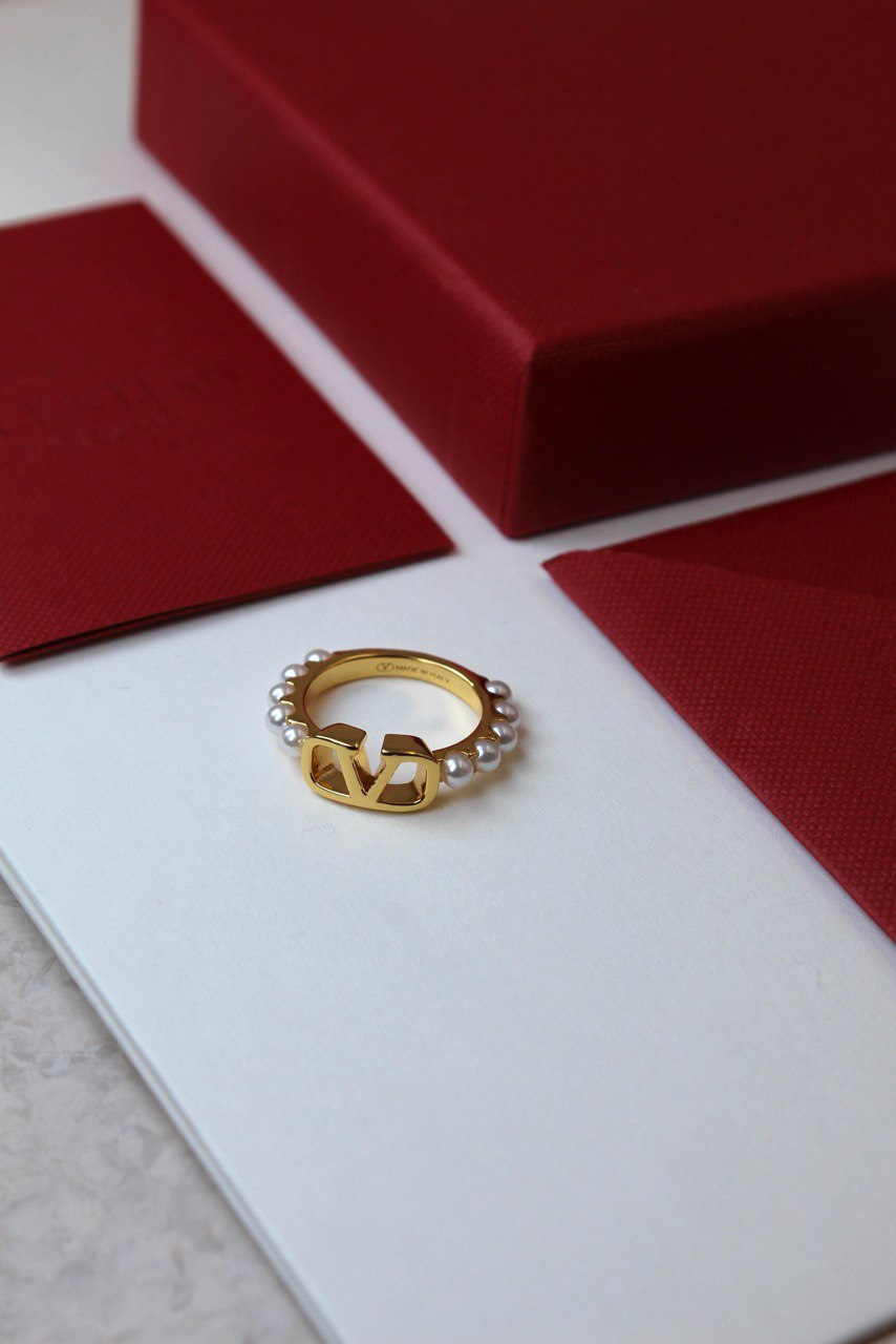 Valentino VLogo Signature Crystal & Pearl Rings Collection