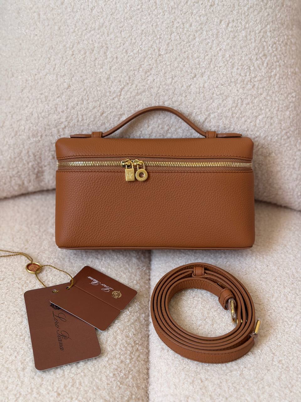 Loro Piana Extra Pocket L19 Pouch Bag in Grained Calfskin