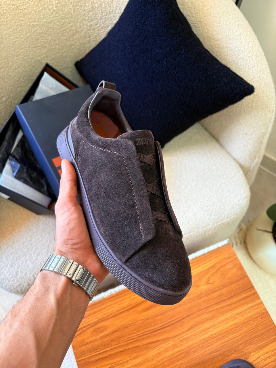 ZEGNA Triple Stitch™ Suede Slip-On Sneakers