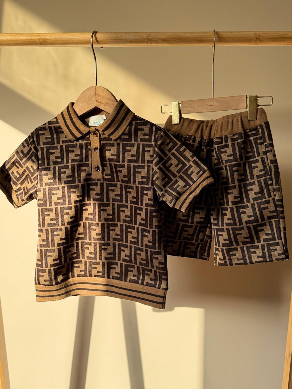 Fendi Kids FF Monogram Luxury Shirt & Shorts Set