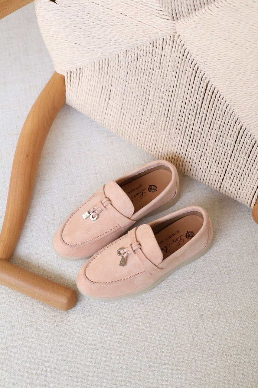 Loro Piana Kids Suede Summer Charms Walk Loafers