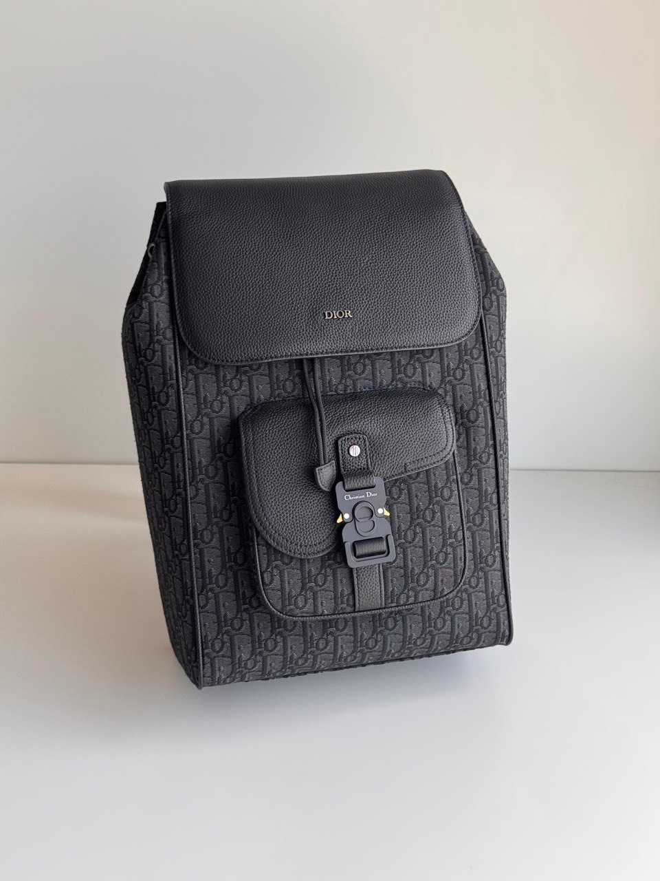 Dior Oblique Canvas & Grained Leather Flap Backpack
