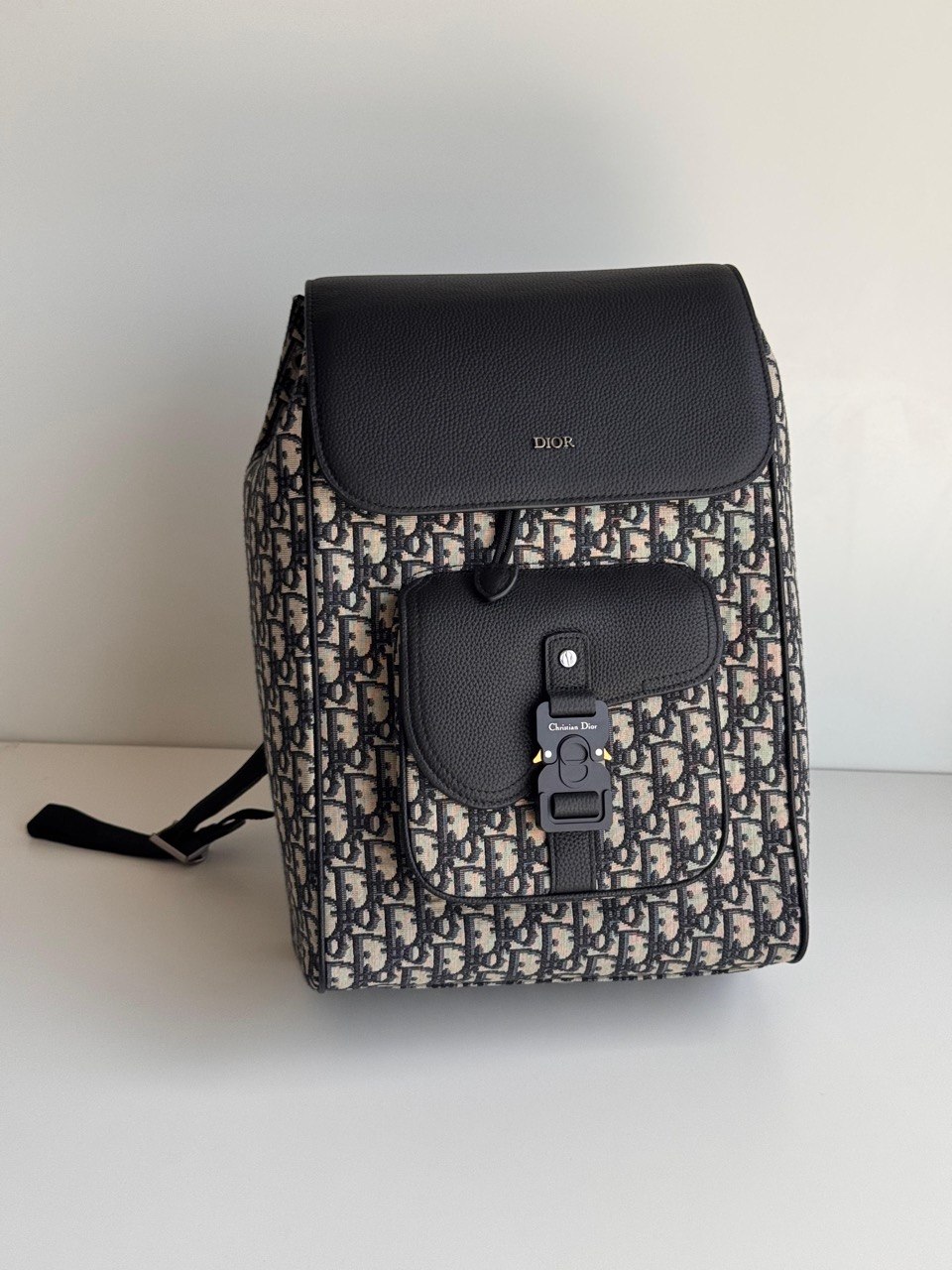 Dior Oblique Canvas & Grained Leather Flap Backpack