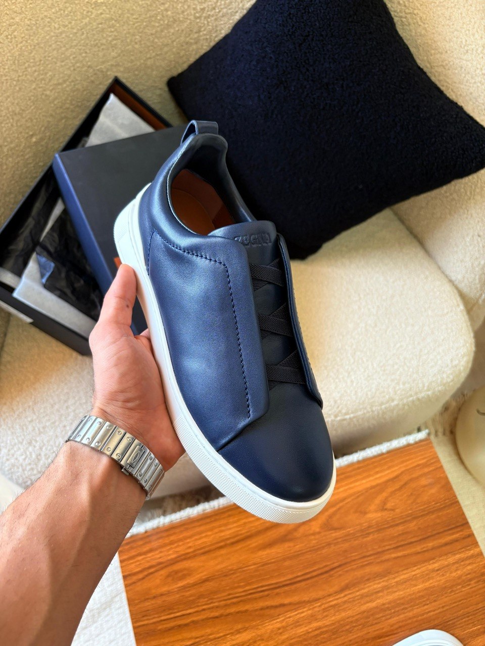 ZEGNA Triple Stitch™ Full Leather Slip-On Sneakers