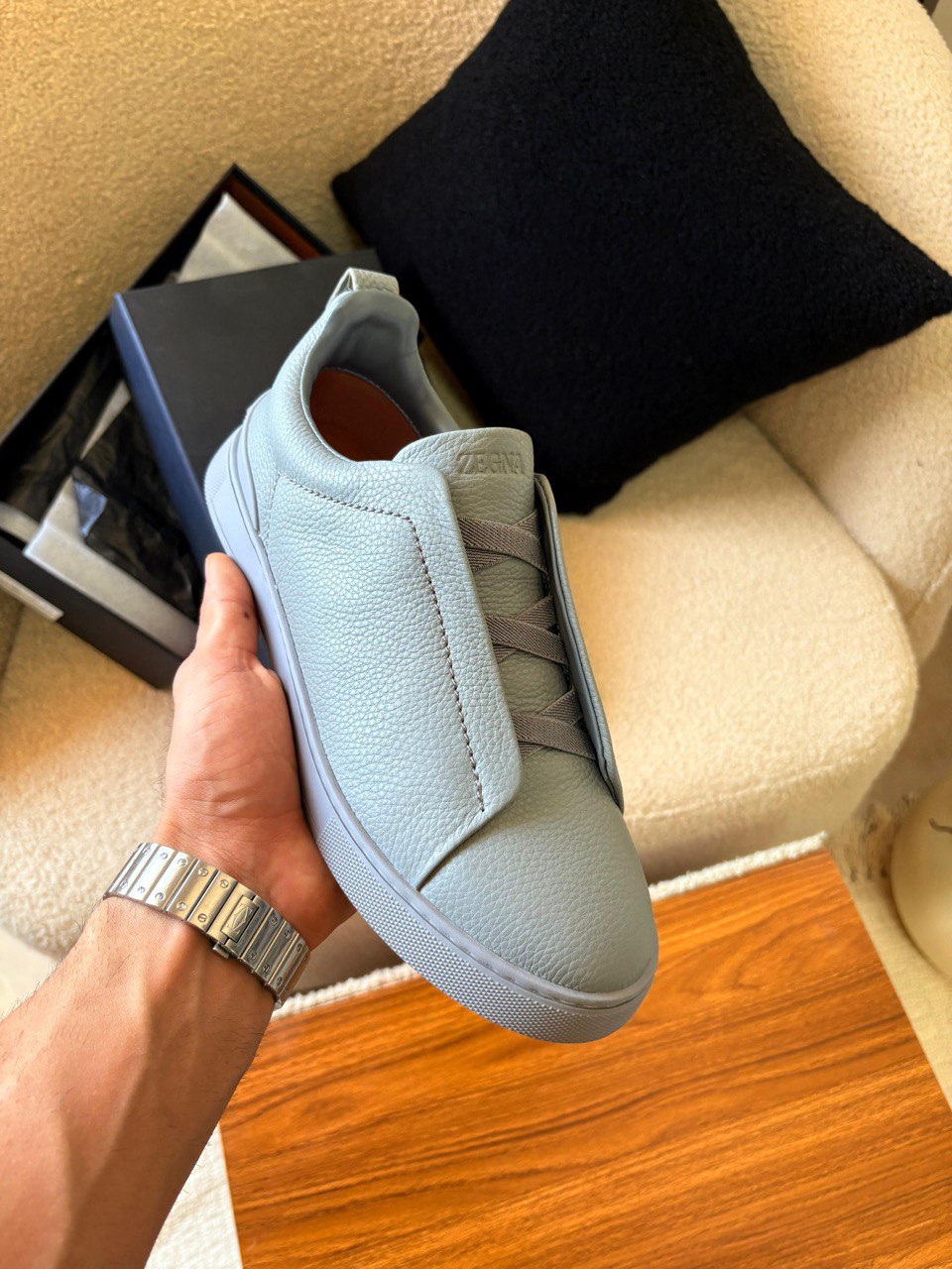 ZEGNA Triple Stitch™ Full Leather Slip-On Sneakers