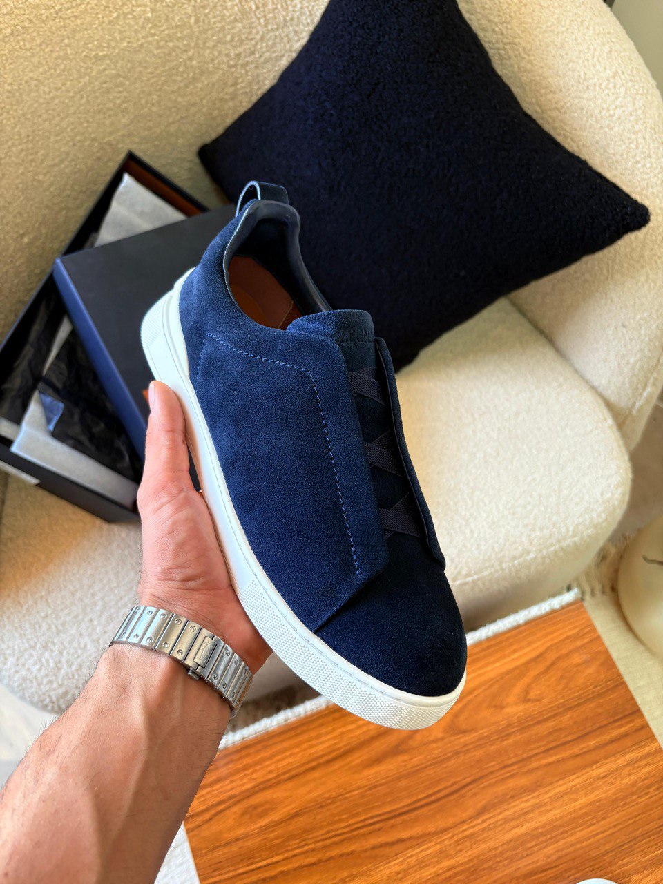 ZEGNA Triple Stitch™ Suede Slip-On Sneakers