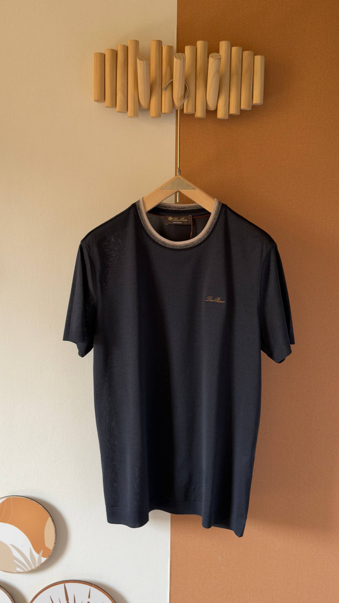 Loro Piana Luxury Soft-Touch Contrast Collar T-Shirt