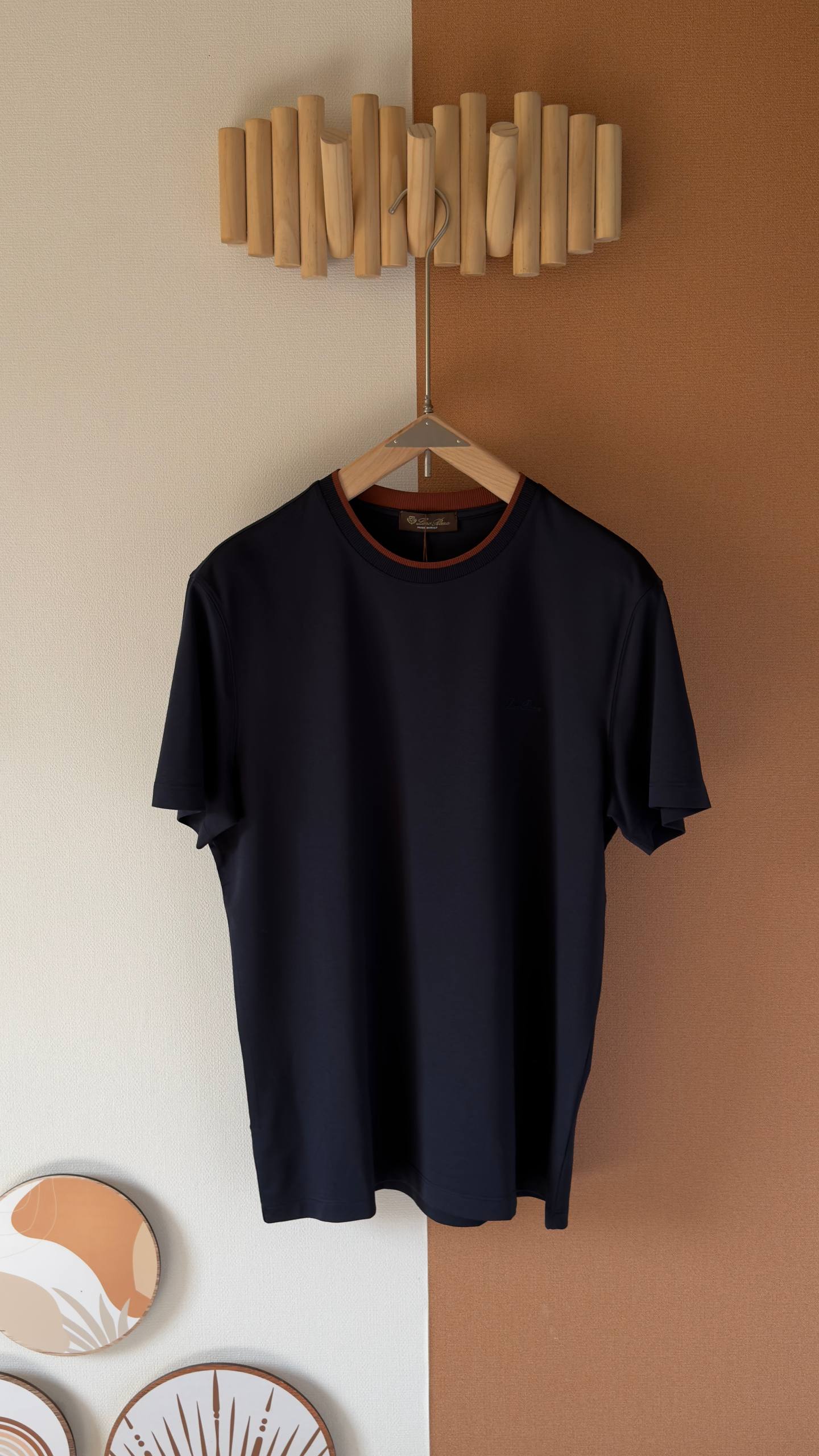 Loro Piana Luxury Soft-Touch Contrast Collar T-Shirt