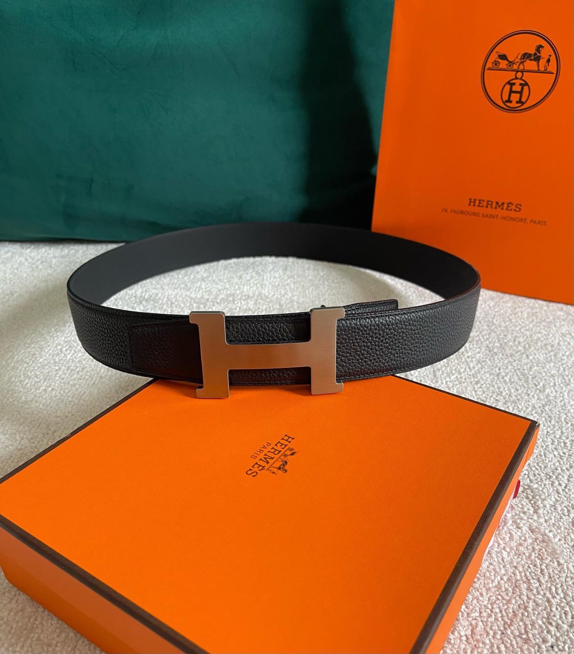 Hermès Reversible H Belt – Togo Leather Strap with Iconic H Buckle