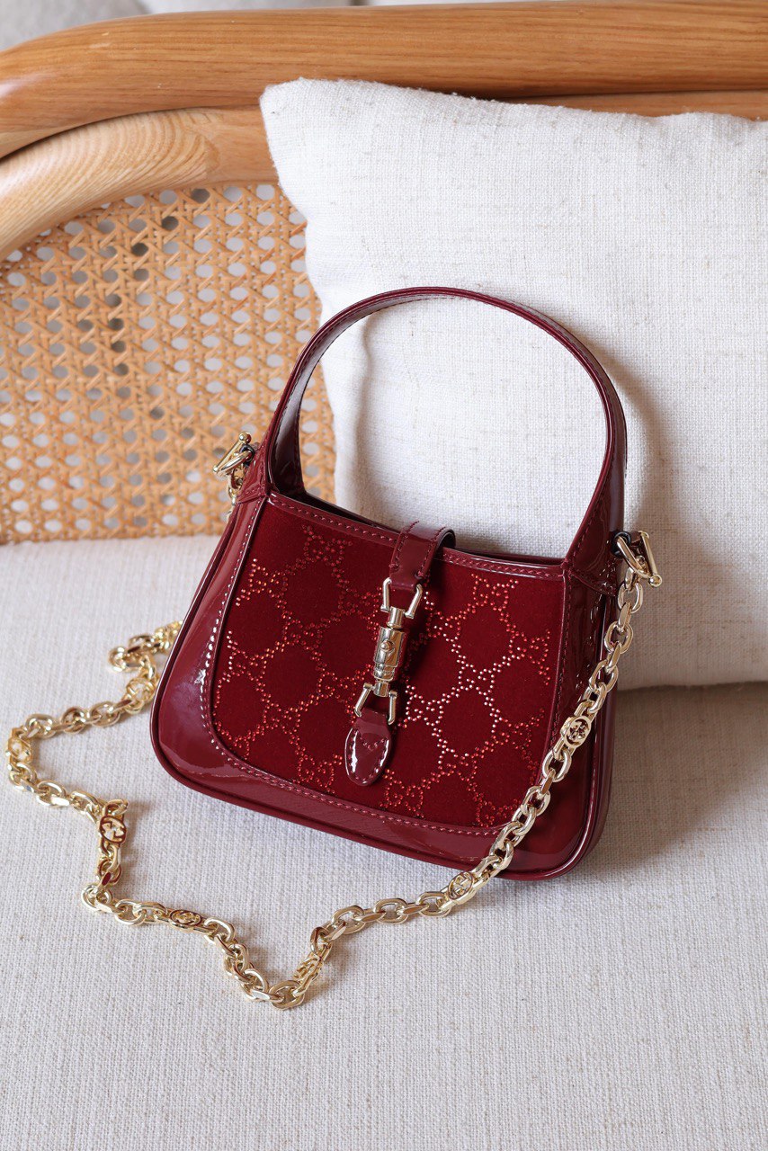 Gucci Jackie 1961 Mini GG Canvas & Patent Leather Shoulder Bag
