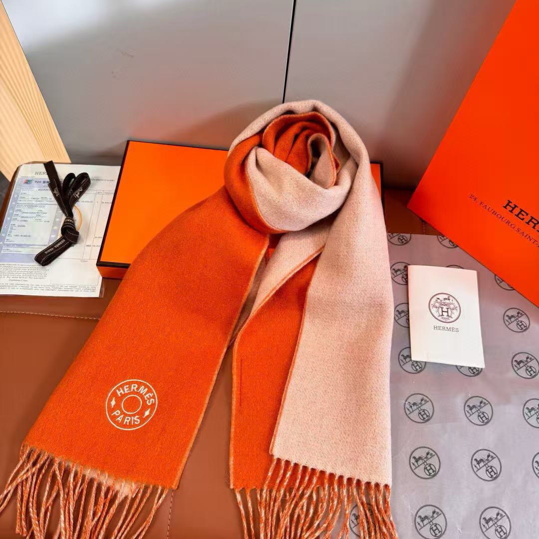 Hermès Double Face Cashmere Scarf – Reversible Signature H Logo