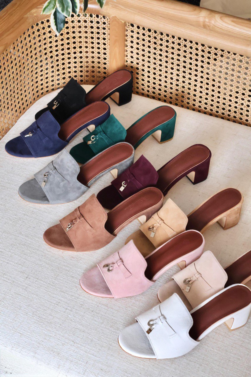 Loro Piana Summer Charms Heeled Sandal – Suede Goatskin Mule