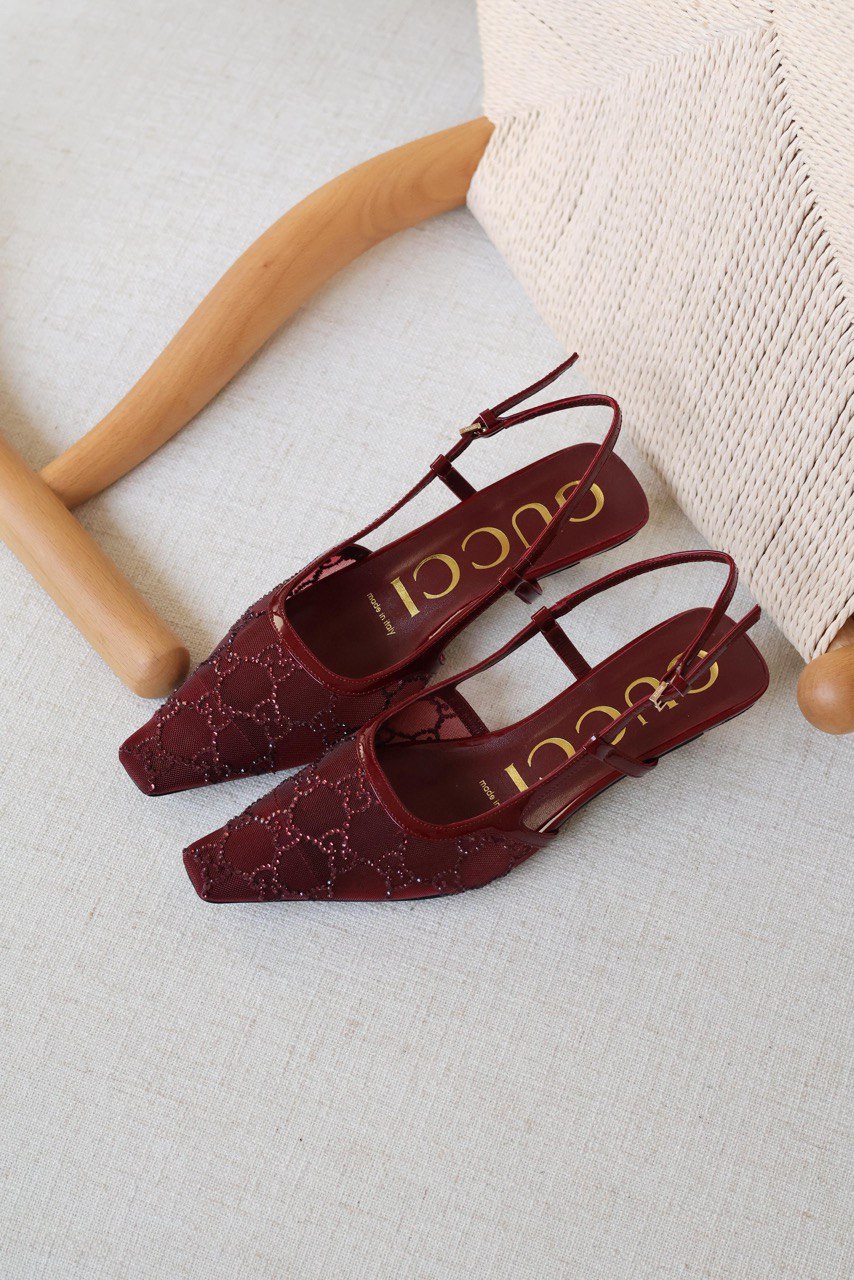 Gucci GG Crystal Slingback Low Heel