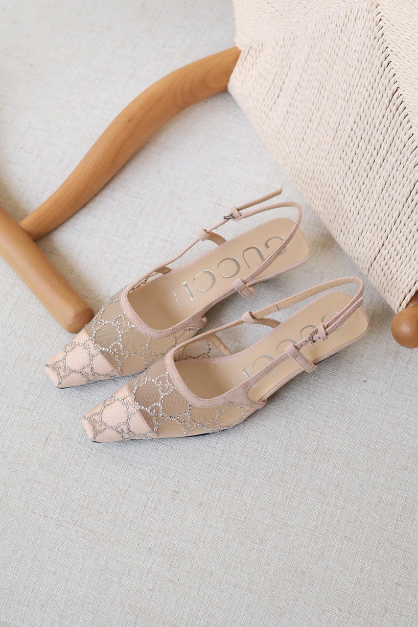 Gucci GG Crystal Slingback Low Heel