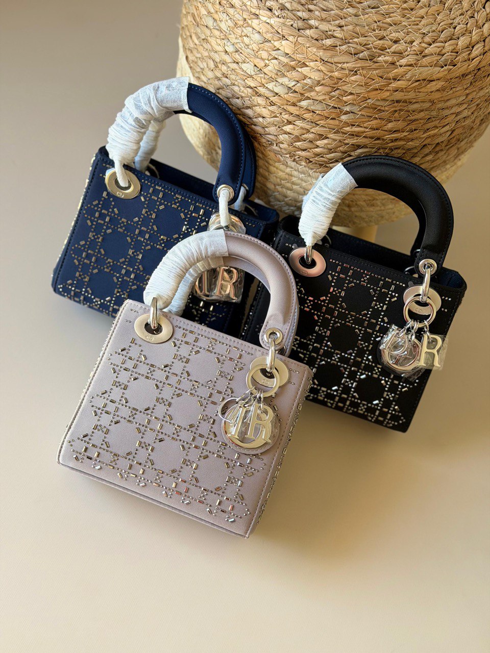 Dior Lady Dior Mini Crystal Cannage Top-Handle Bag