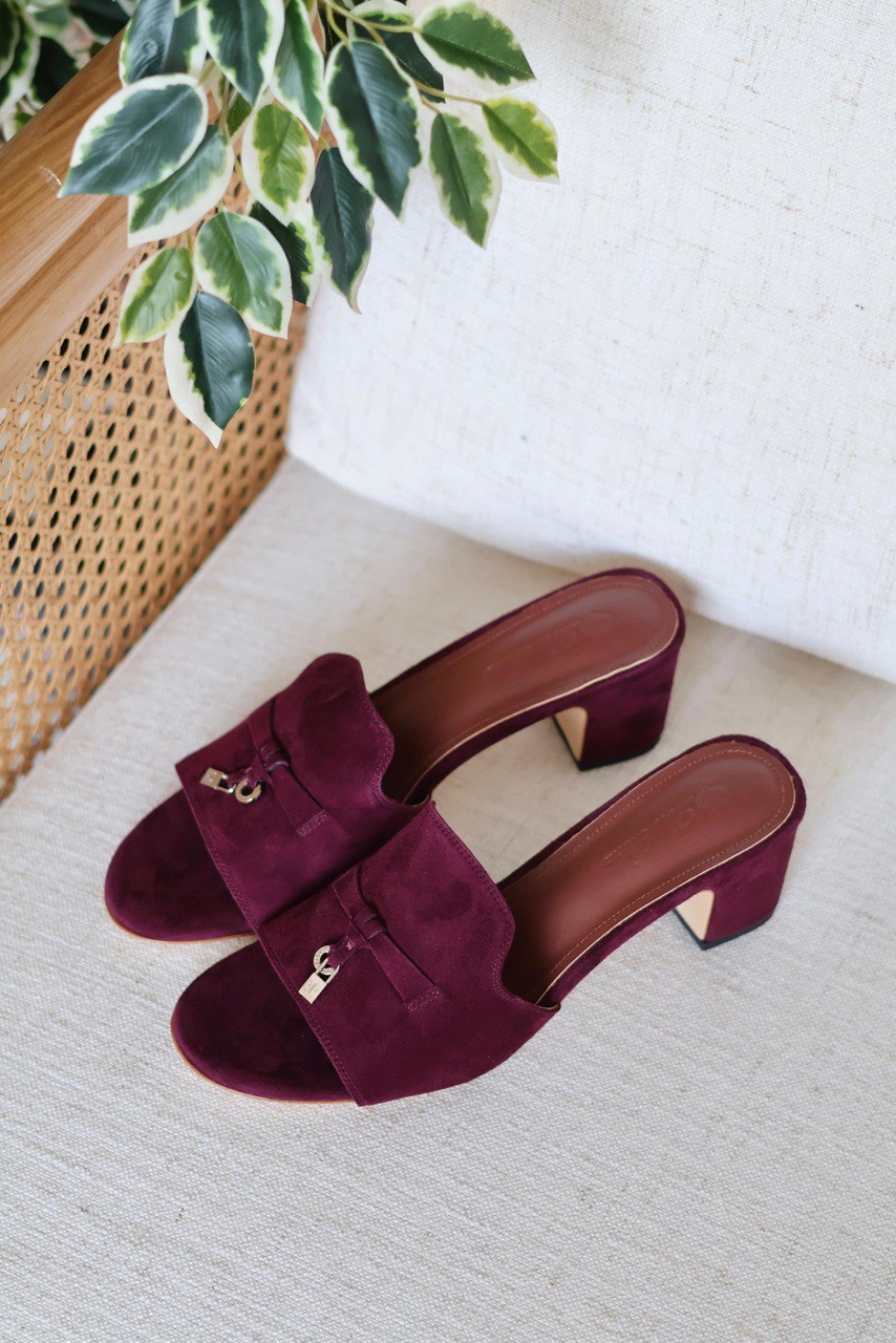 Loro Piana Summer Charms Heeled Sandal – Suede Goatskin Mule