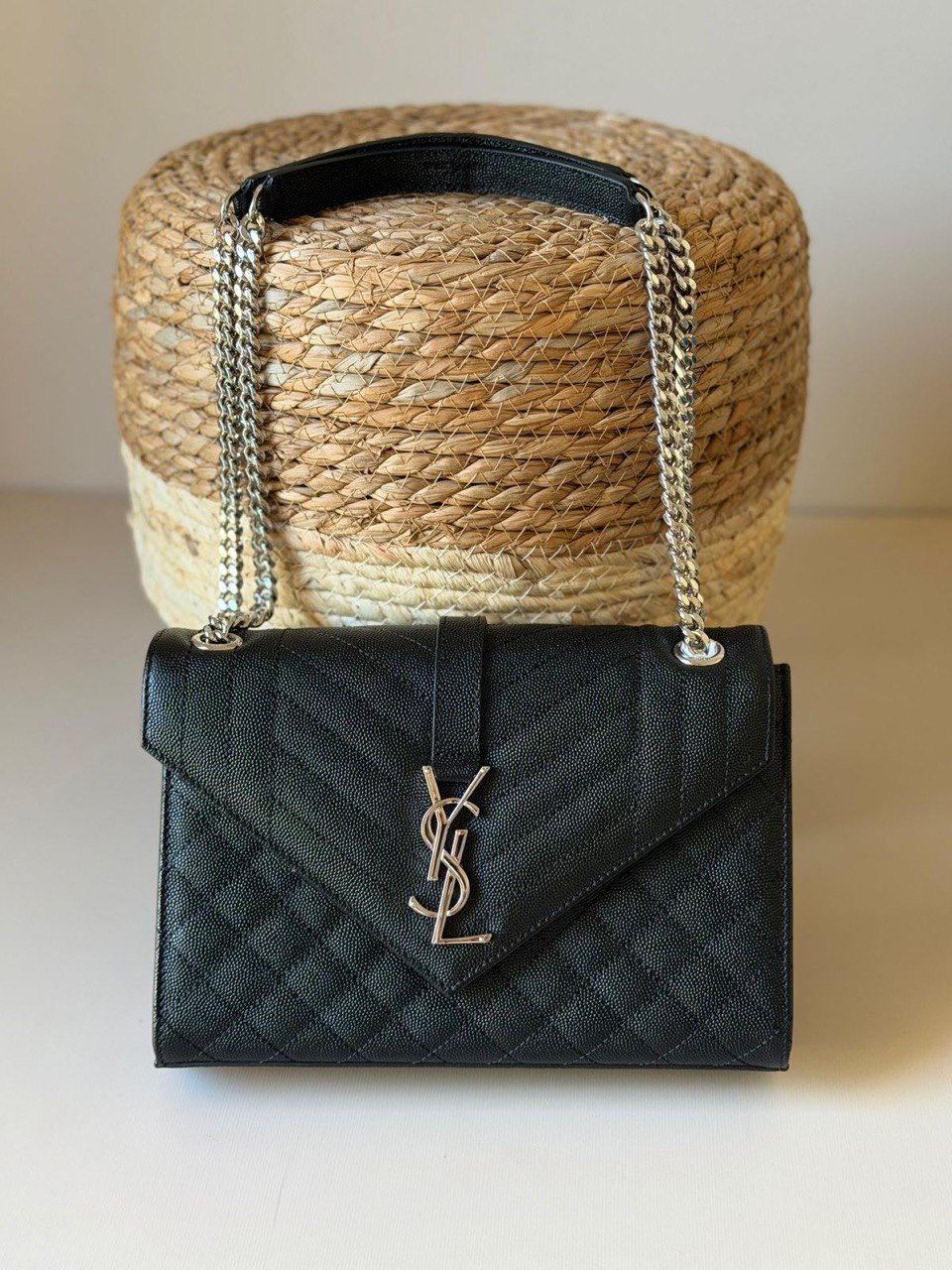 Saint Laurent Medium Envelope Chain Bag in Leather & Suede