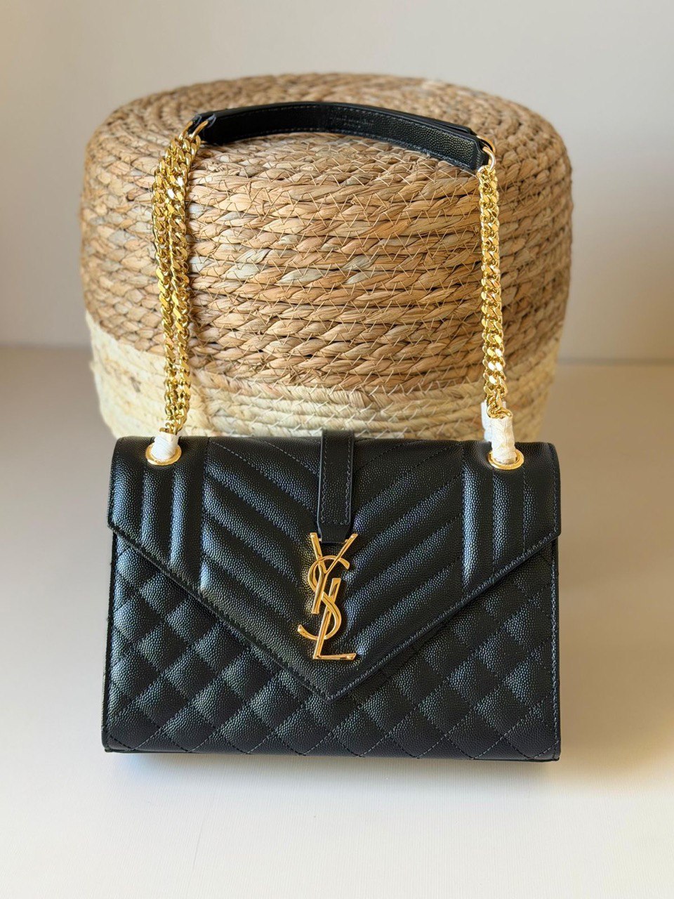 Saint Laurent Medium Envelope Chain Bag in Leather & Suede