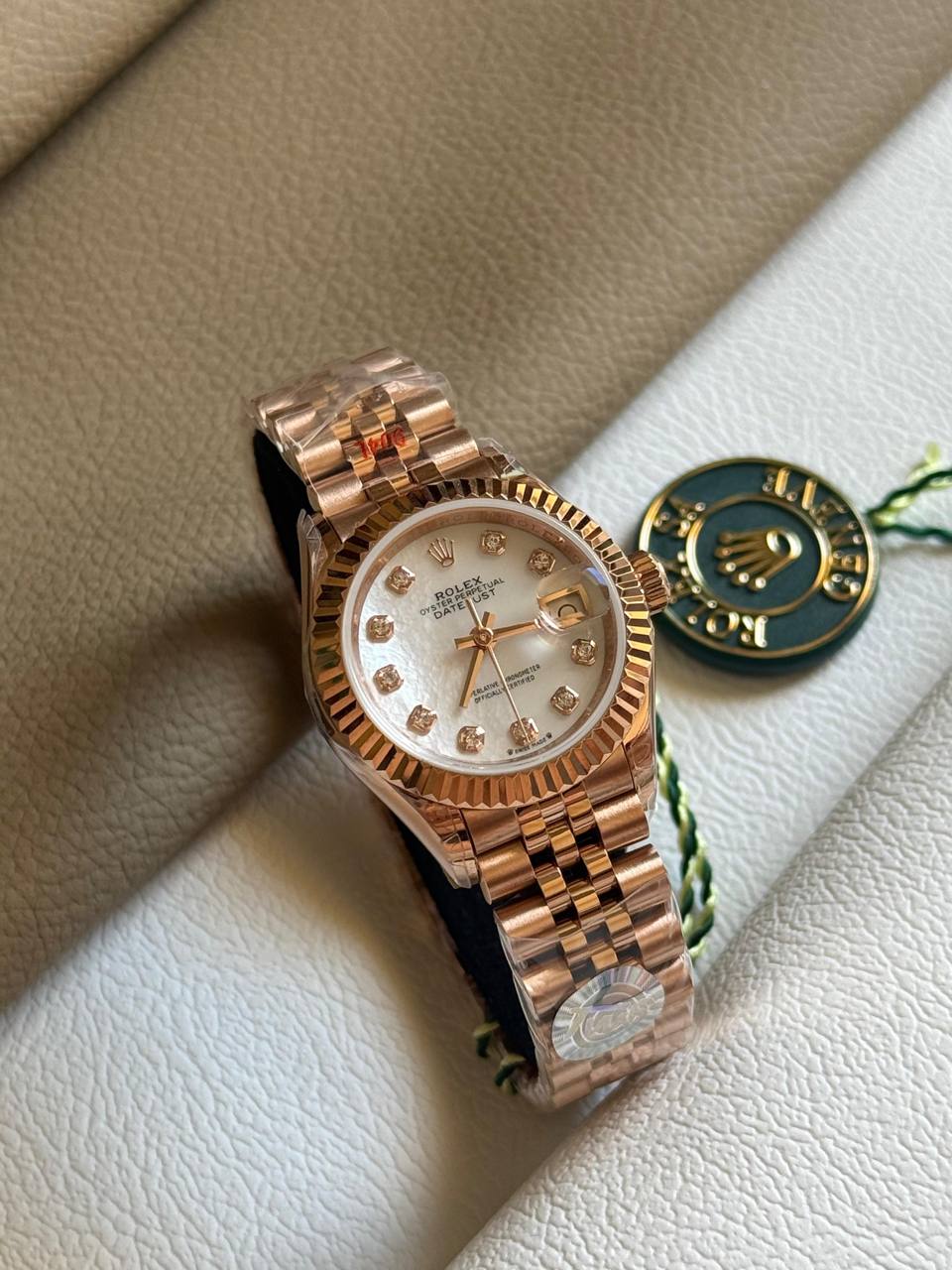 Rolex Lady Datejust 28 Jubilee Fluted Diamond Dial Watch