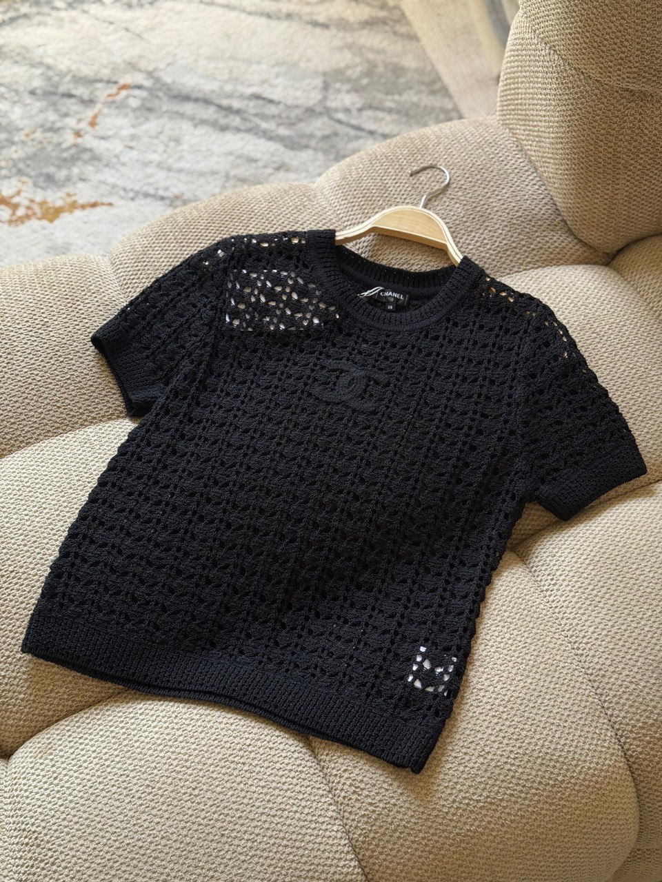 Chanel Cropped Knit CC Logo Top