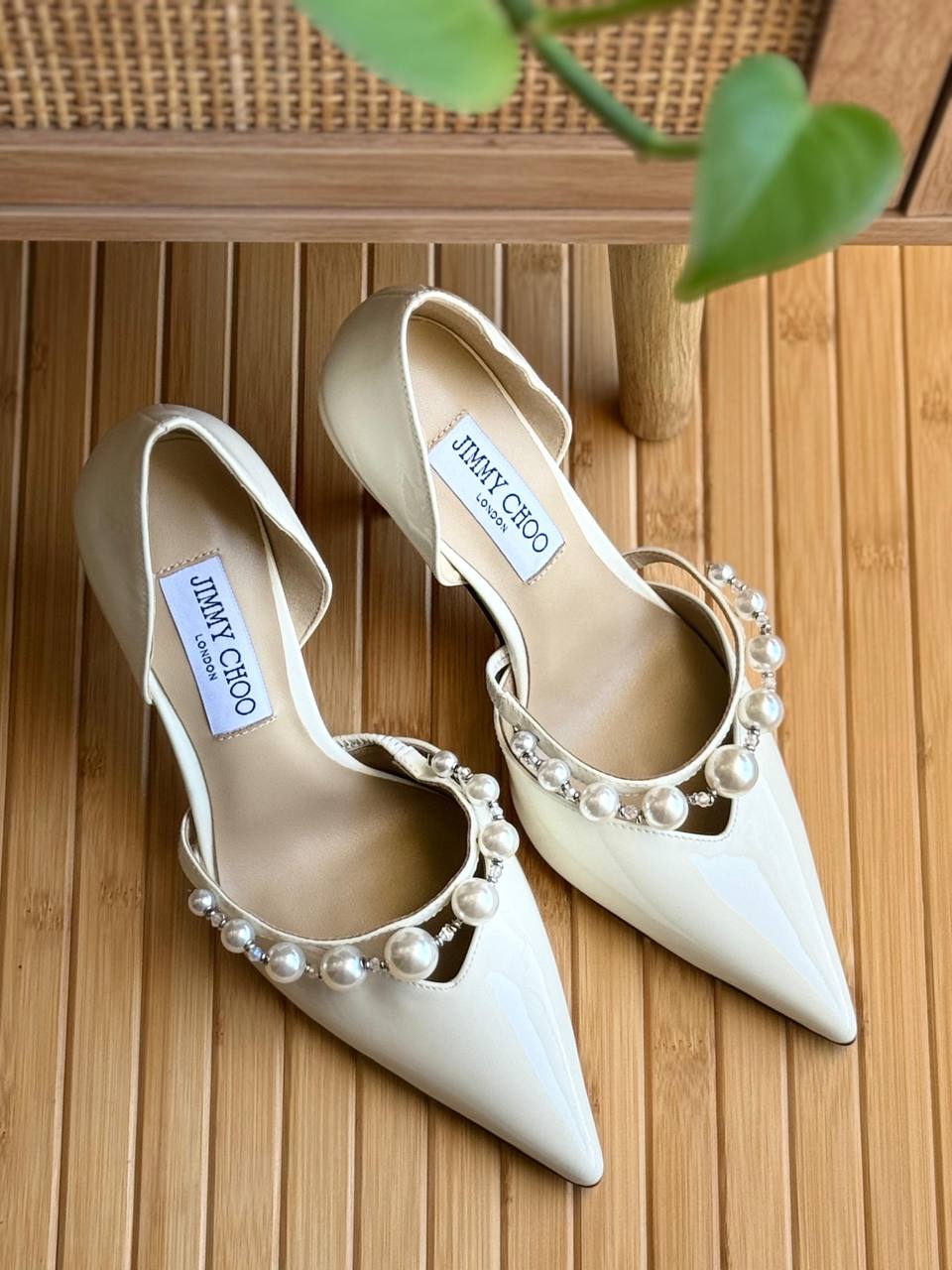 Jimmy Choo Aurelie Pearl Embellished Patent Leather Pumps