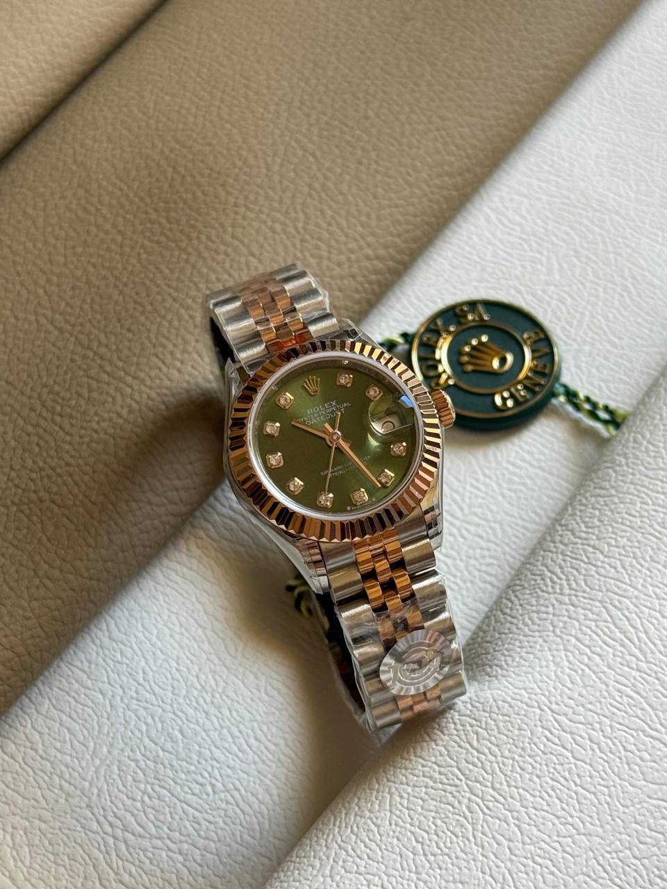 Rolex Lady Datejust 28 Jubilee Fluted Diamond Dial Watch