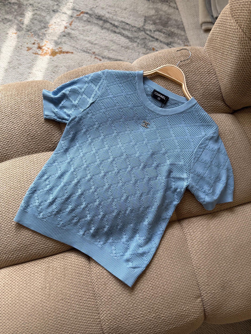 Chanel Cropped Knit CC Logo Top