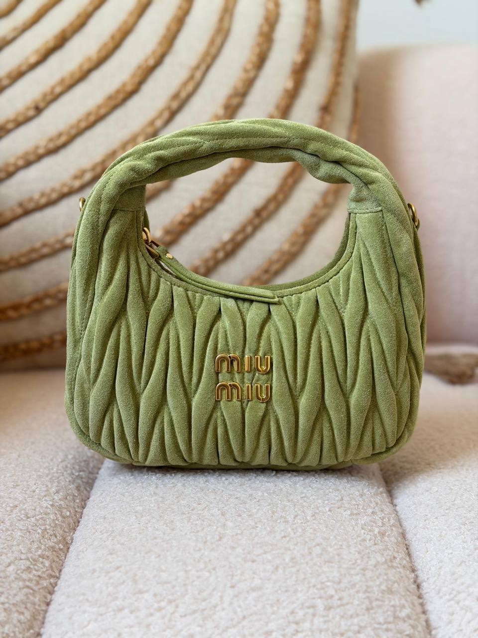 Miu Miu Wander Matelassé Mini Hobo Bag in Nappa Leather