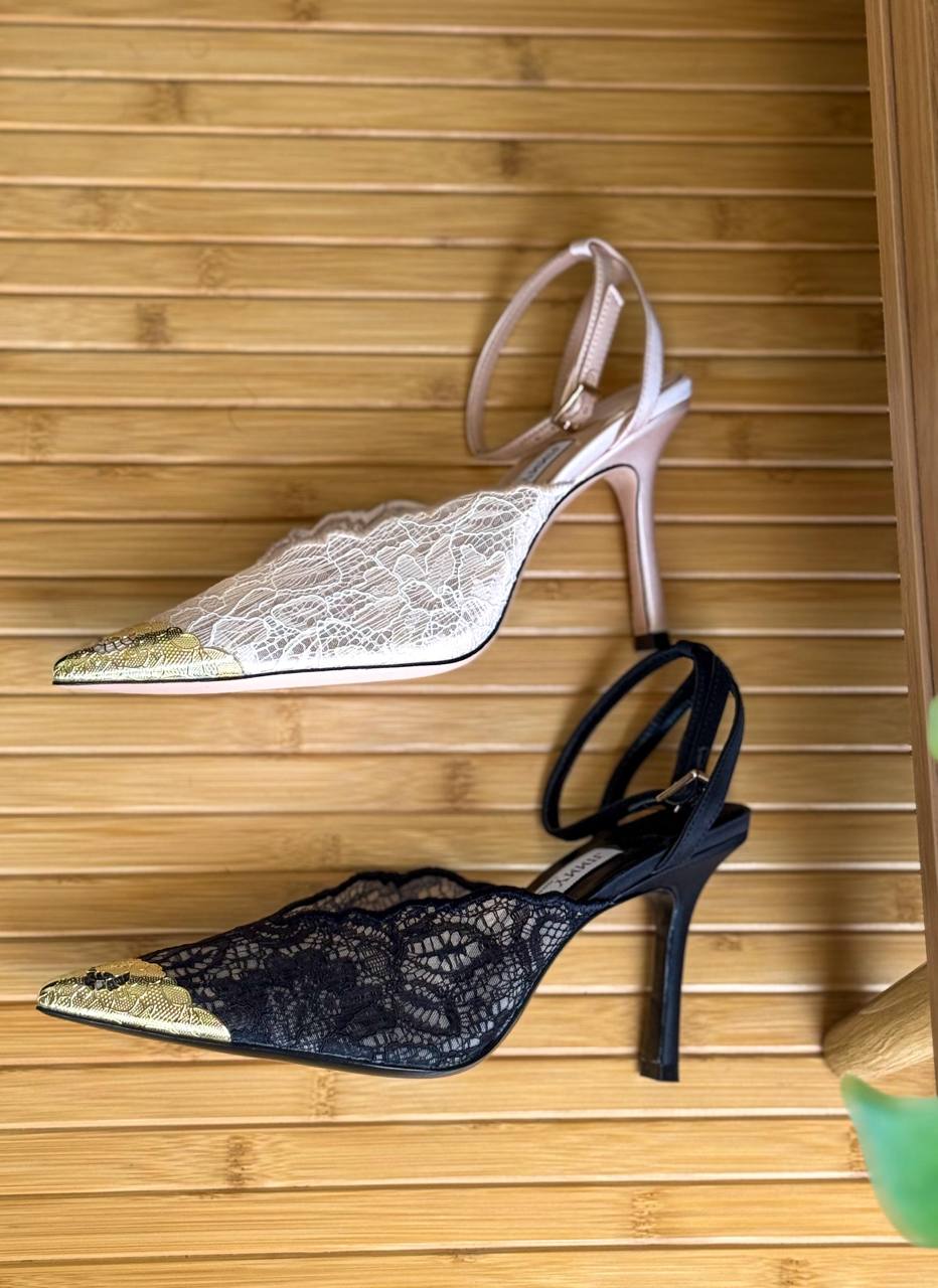 Jimmy Choo Bing Lace Crystal Toe Slingback Pumps