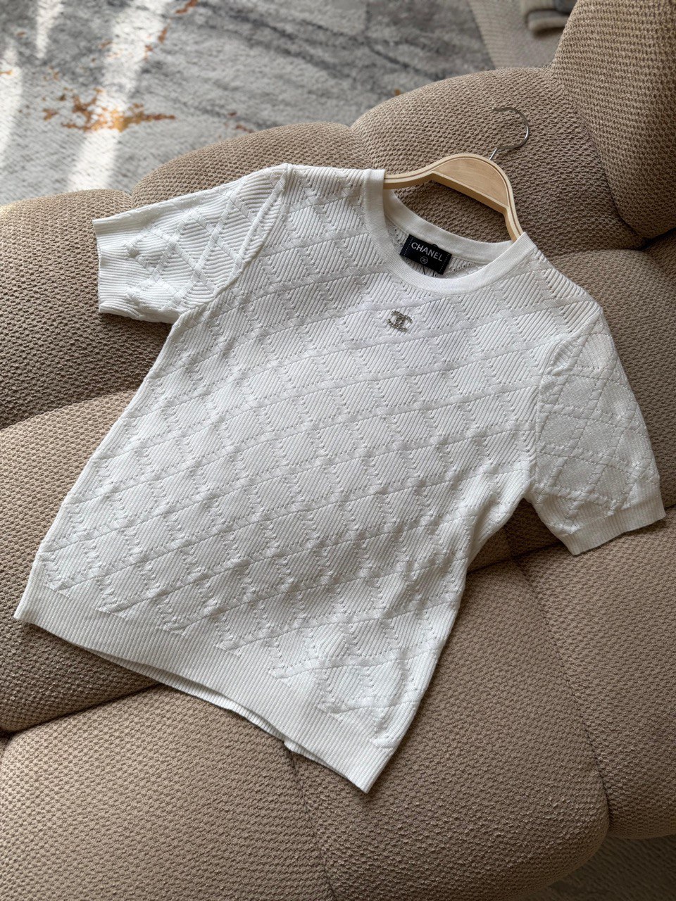 Chanel Cropped Knit CC Logo Top