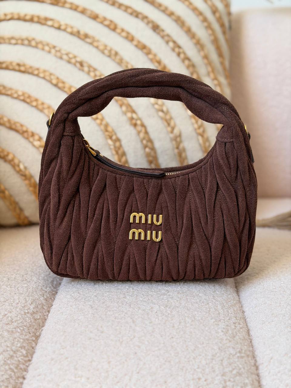 Miu Miu Wander Matelassé Mini Hobo Bag in Nappa Leather