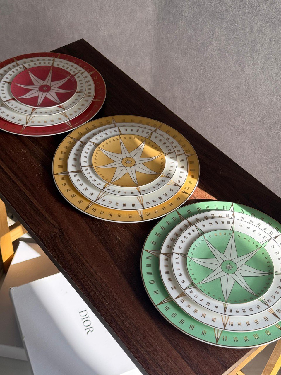 Dior Compass Rose Porcelain Dessert & Dinner Plate Set