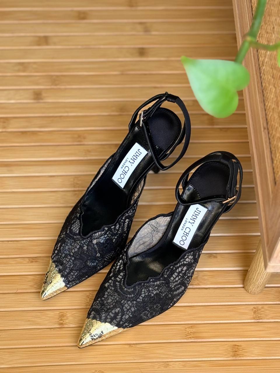 Jimmy Choo Bing Lace Crystal Toe Slingback Pumps