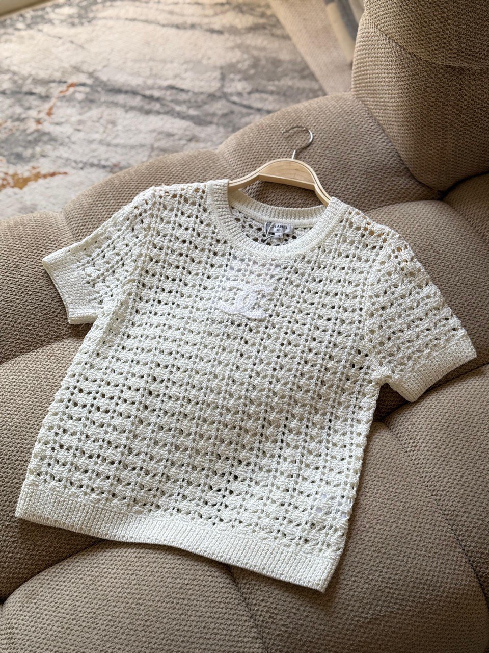 Chanel Cropped Knit CC Logo Top