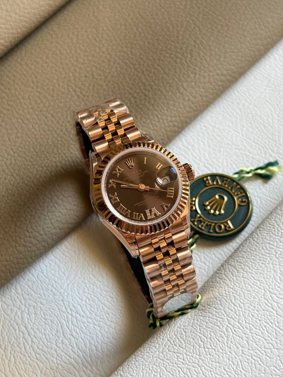 Rolex Lady Datejust 28 Jubilee Fluted Diamond Dial Watch