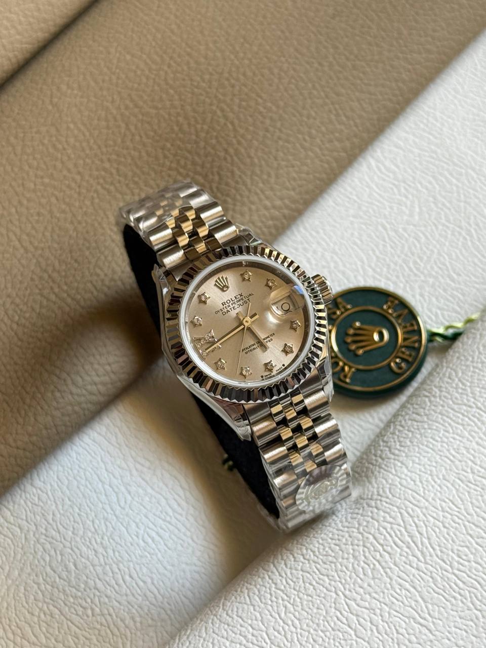 Rolex Lady Datejust 28 Jubilee Fluted Diamond Dial Watch