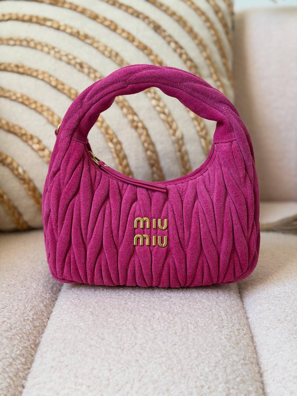 Miu Miu Wander Matelassé Mini Hobo Bag in Nappa Leather