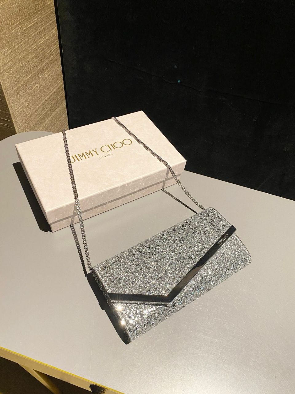 Jimmy Choo Emmie Glitter Clutch Evening Bag