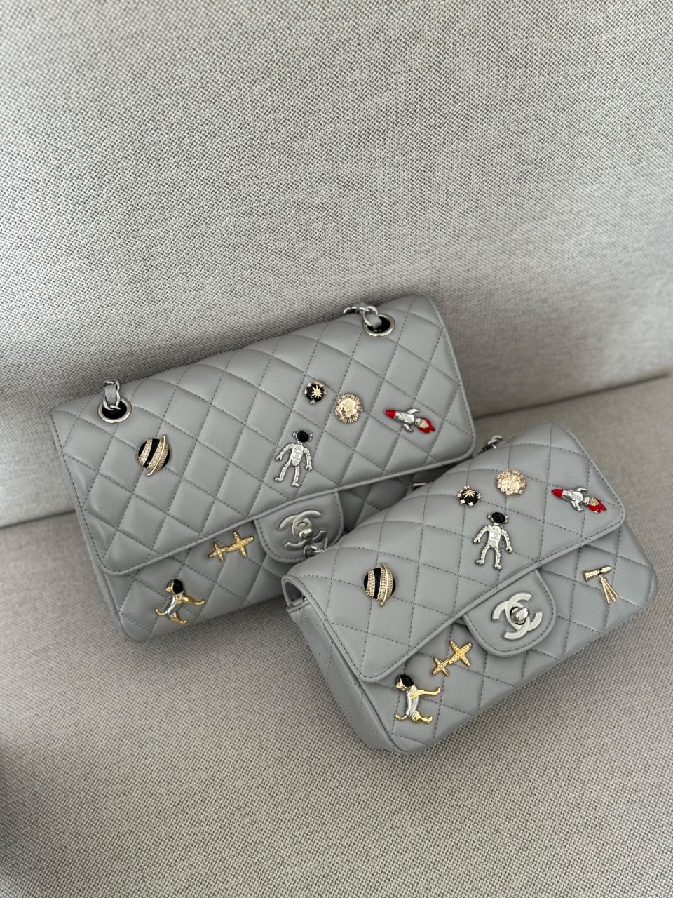 Chanel Classic 11.12 Flap Bag Grey Limited Edition (Mini & Medium)