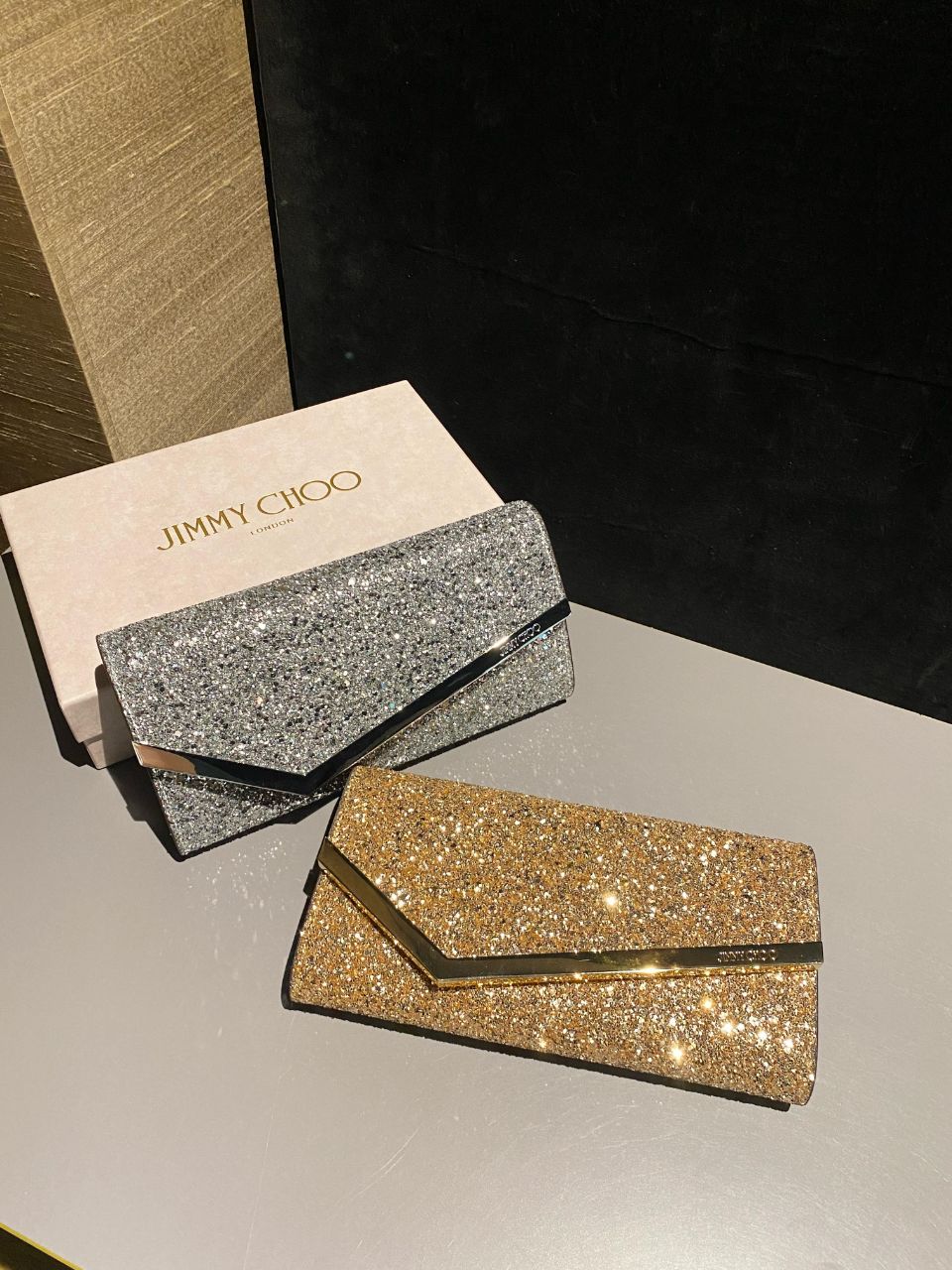 Jimmy Choo Emmie Glitter Clutch Evening Bag