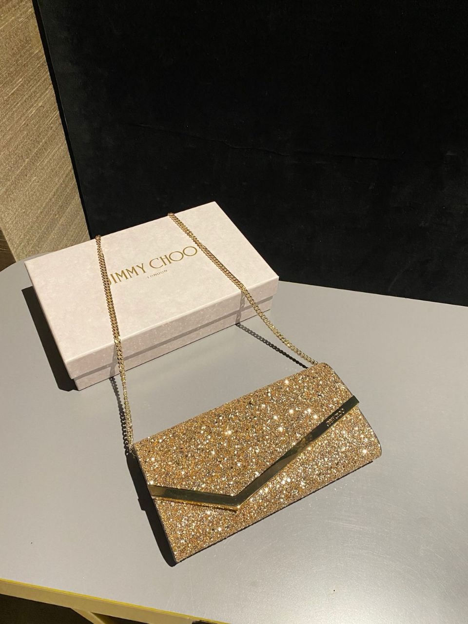 Jimmy Choo Emmie Glitter Clutch Evening Bag