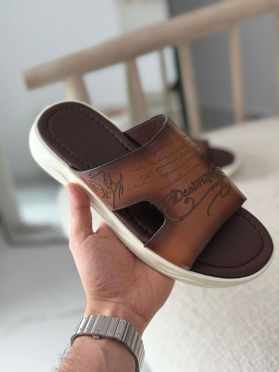 Berluti Shadow Sandal Venezia Leather Premium Slide