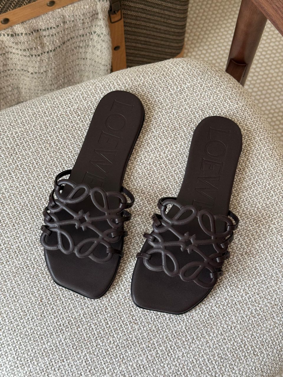 Loewe Petal Anagram Leather Slides