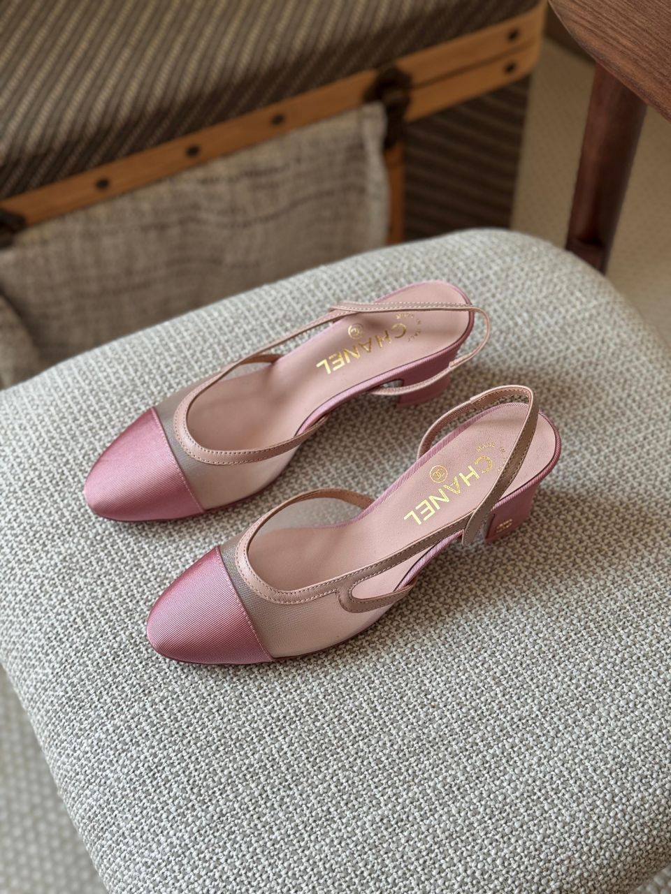 Chanel Mesh & Grosgrain Slingback Pumps