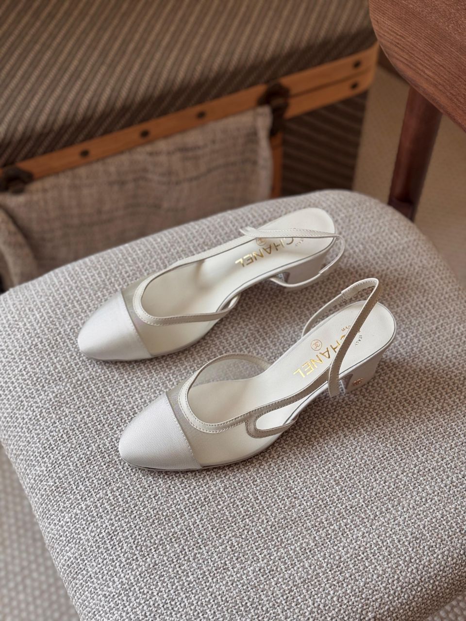 Chanel Mesh & Grosgrain Slingback Pumps