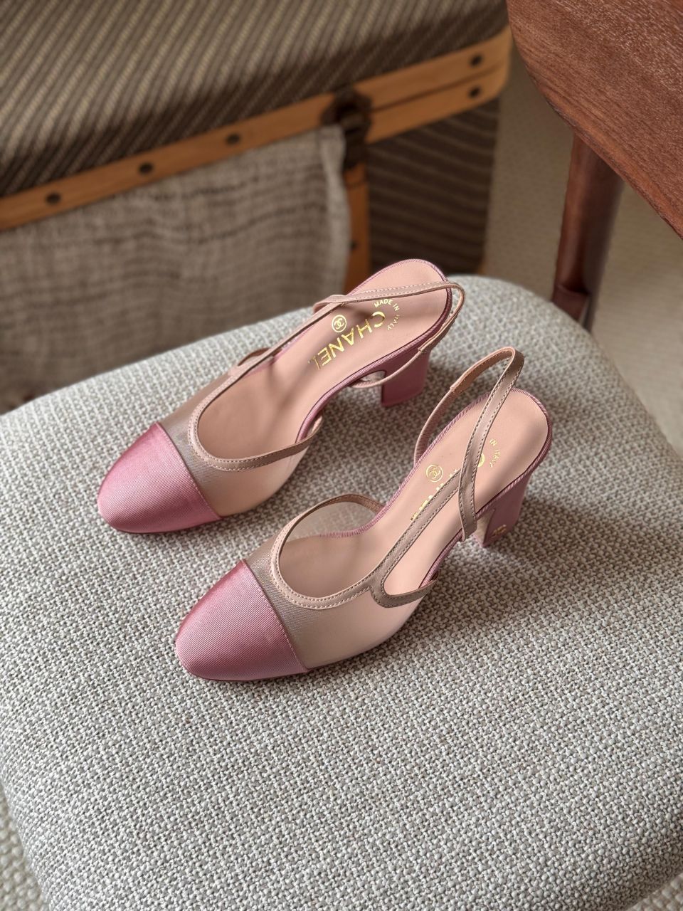Chanel Mesh & Grosgrain Slingback High Heel Pumps