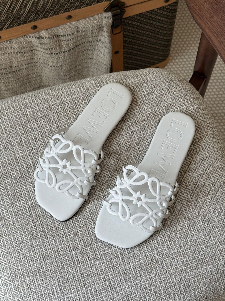 Loewe Petal Anagram Leather Slides