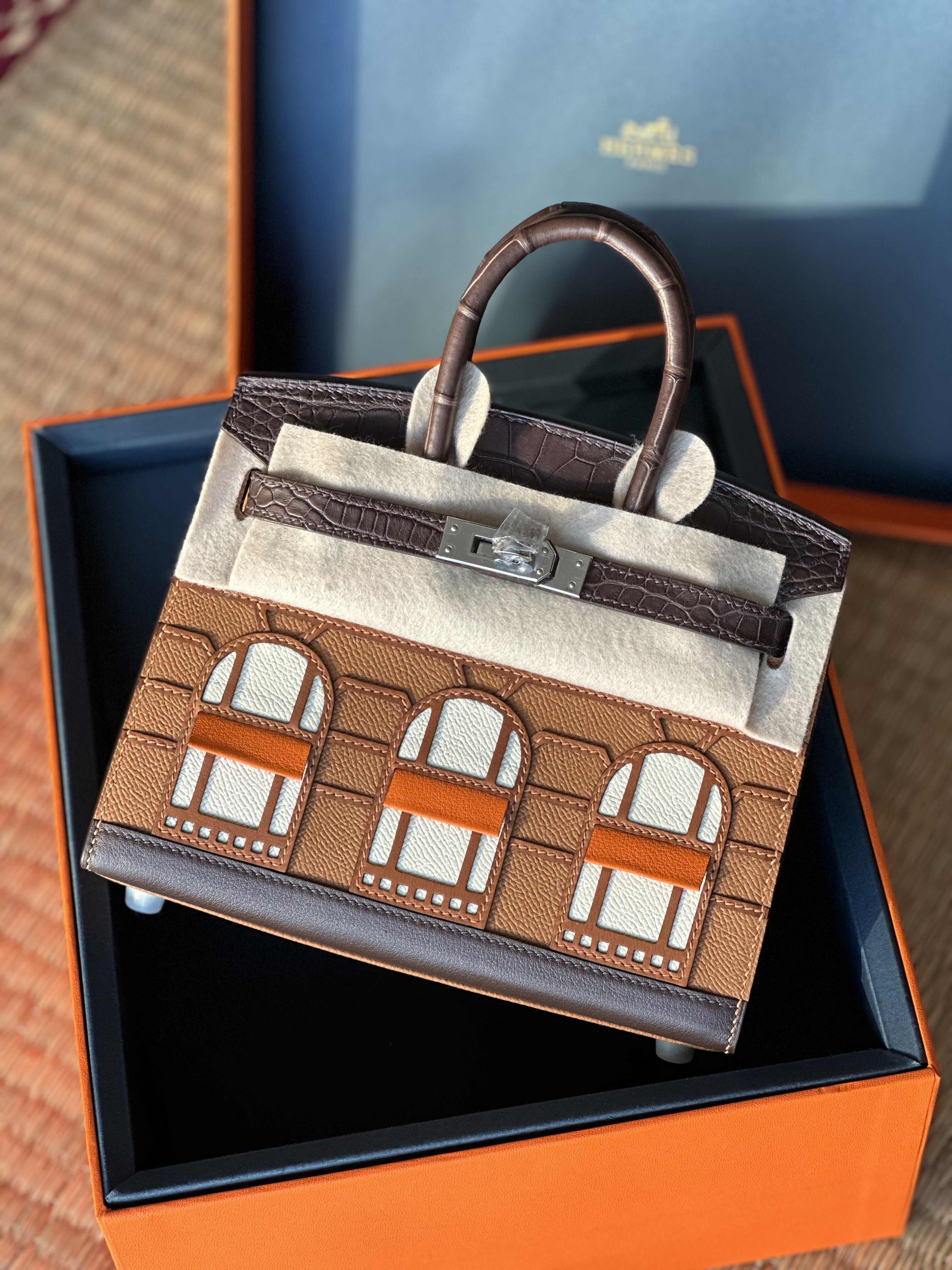 Hermès Birkin Faubourg Bag – Architectural Limited Edition with Crocodile Trim
